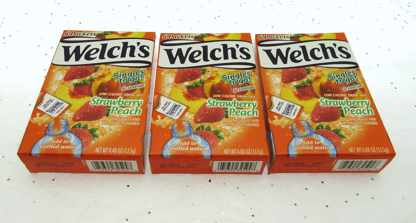 Welch's Strawberry Peach ~ Packets ~ Low Calorie ~ Drink Mix ~ Lot of 3