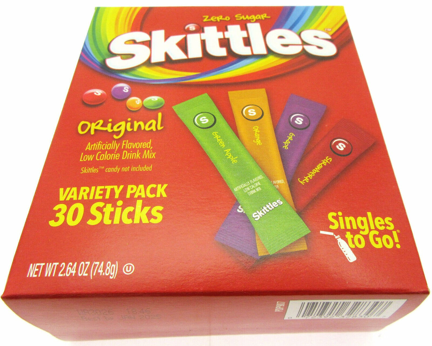 NEW! Skittles ~ 30 Sticks ~ Zero Sugar Free ~ Drink Mix