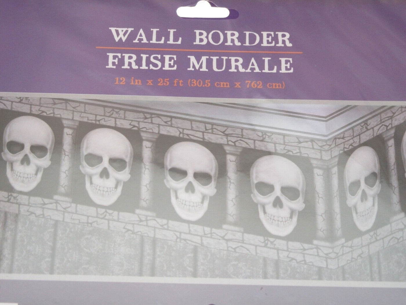 Halloween Wall Border ~ Skull & Pillar 12" x25 ft Frise Murale Spooky Decor