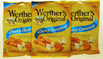 Werther's Chewy Caramels 2.4oz Bag Chews Blue Label Chewy Candies ~ Lot of 3