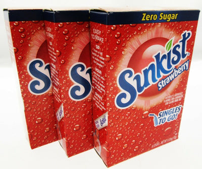 Sunkist Strawberry ~ Packets ~ Zero Sugar Free ~ Drink Mix ~ 3 Boxes