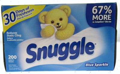 Snuggle Blue Sparkle Fabric Softener Dryer Sheets Fresh Release Snuggles 200ct