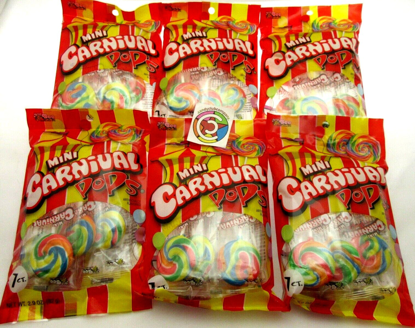 Mini Carnival Pops spiral striped lollipop sucker candy ~ 8ct ~ Lot of 9
