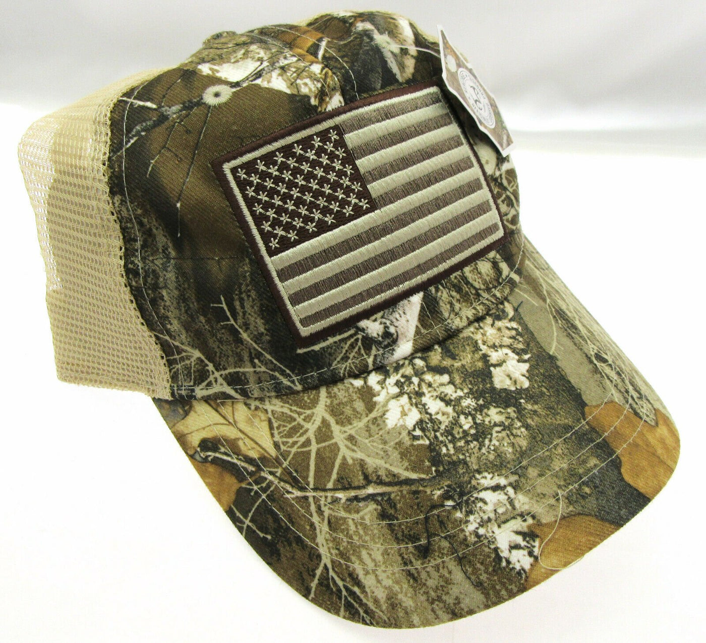 US Flag Cap Headwear Vented Hat ~ Camouflage Head ~ One Size ~ C