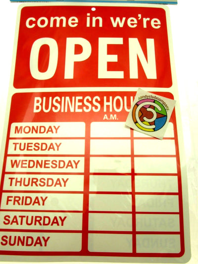 OPEN CLOSED Business Hours Sign with Wet Dry Marker - 11.4" x 7.48" Red