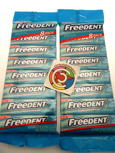 Wrigley's Freedent Gum 8 pack Spearmint 40 Sticks candy ~ Lot of 2 Minty