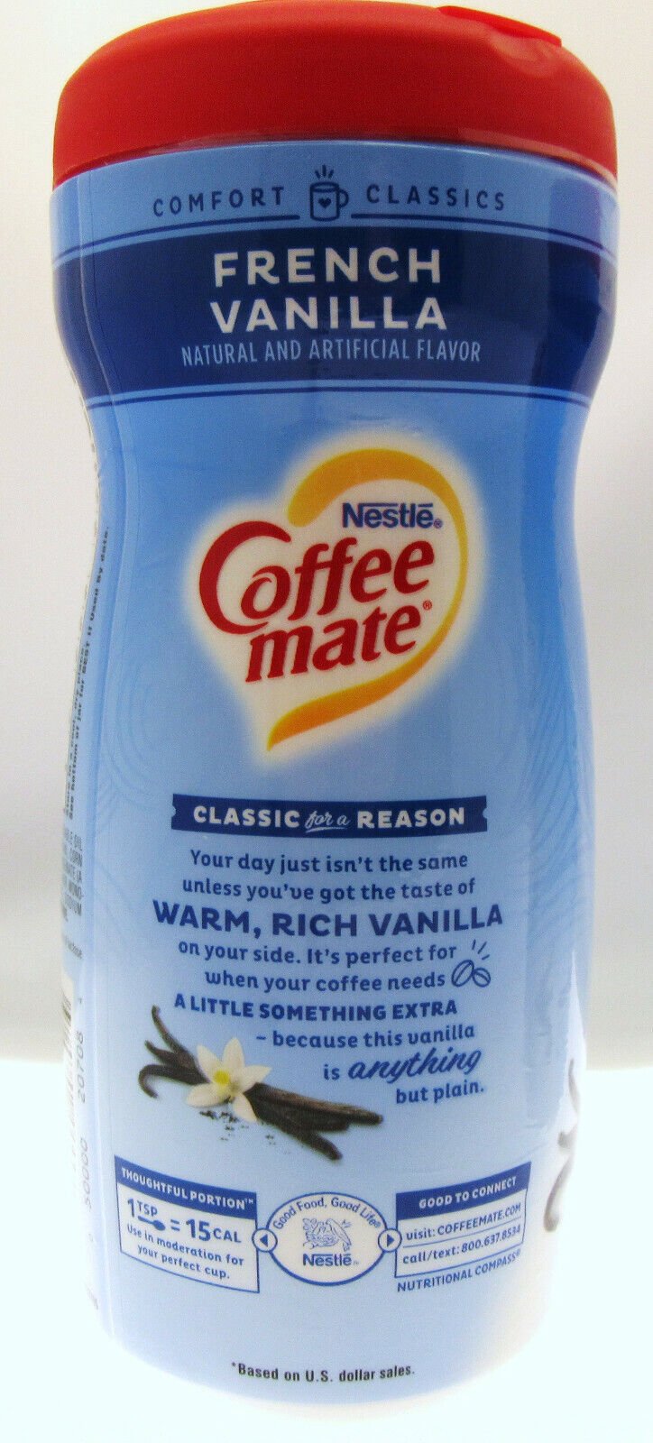 Coffee Mate ~ French Vanilla Non-Dairy Creamer  15 oz container ~ Lot of 2