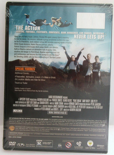 Point Break ~ 1991 ~ Keanu Reeves, Patrick Swayze ~ Movie ~ New DVD