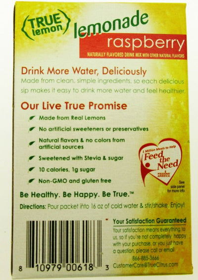 True Lemon ~ 10 pk ~ Raspberry ~ Rasberry Real Flavor From Real Fruit ~ Lot of 2