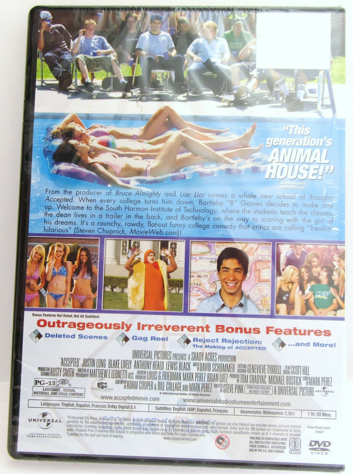 Accepted ~ 2006 ~ Justin Long ~ Movie Comedy ~ New DVD