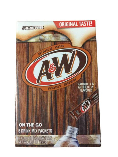 A & W Root Beer ~ Original Taste! ~ 6 Sticks ~ Sugar Free ~ Drink Mix ~ Lot of 3