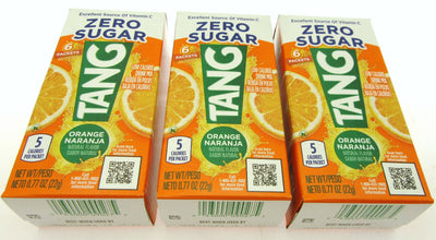 TANG Orange Naranja ~Packets ~ Sugar Free ~ New Look ~ Drink Mix ~ Lot of 3