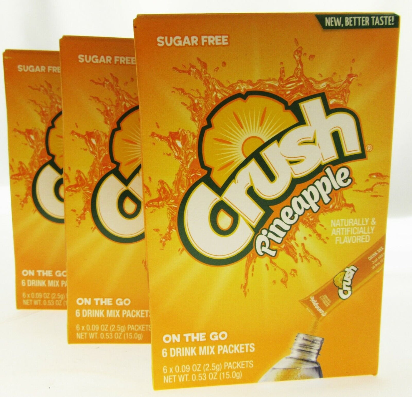 Pineapple Crush ~ Packets ~ Sugar Free ~ Drink Mix ~ Lot of 3