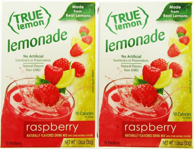True Lemon ~ 10 pk ~ Raspberry ~ Rasberry Real Flavor From Real Fruit ~ Lot of 2