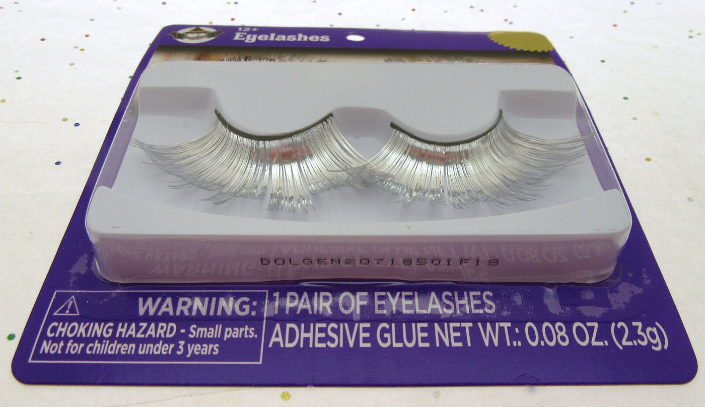 Eyelashes ~ Silver / Chrome ~ Adhesive Included ~ Eye Lash Lashes ~ Costume Wear