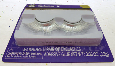 Eyelashes ~ Silver  Chrome ~ Adhesive Included ~ Lashes ~ Costume Wear Halloween