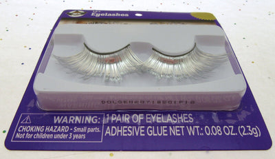 Eyelashes ~ Silver / Chrome ~ Adhesive Included ~ Eye Lash Lashes ~ Costume Wear