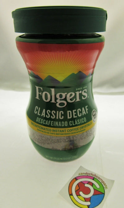 Folgers Classic Decaf Medium Roast Instant Decaffeinated Coffee Crystals, 8 Oz