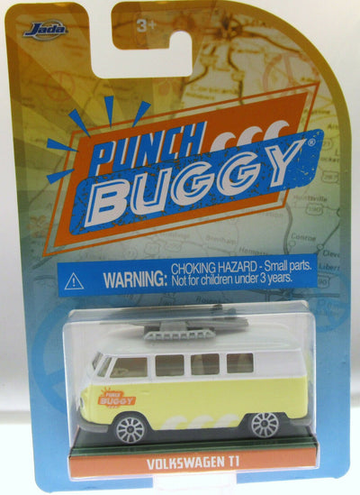 VW T1 Van ~ Punch Buggy ~ Yellow with Surfboard ~ 1:59 Scale