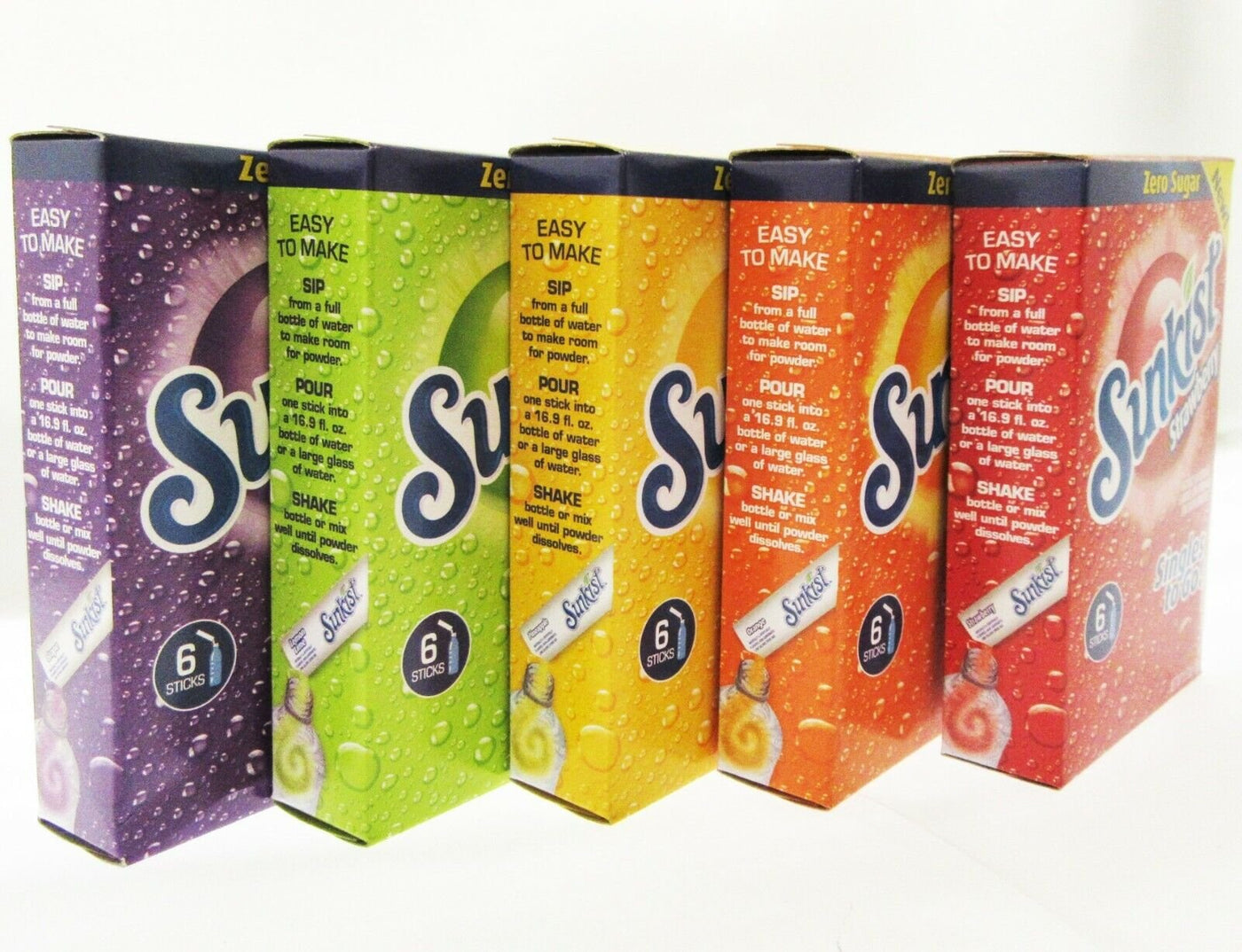 NEW! Sunkist ~ 6 Packets ~ Zero Sugar Free ~ Drink Mix ~ 5 Boxes