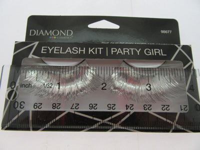 Eyelashes ~ Silver / Chrome ~ Adhesive Included ~ Eye Lash Lashes ~ Costume Wear