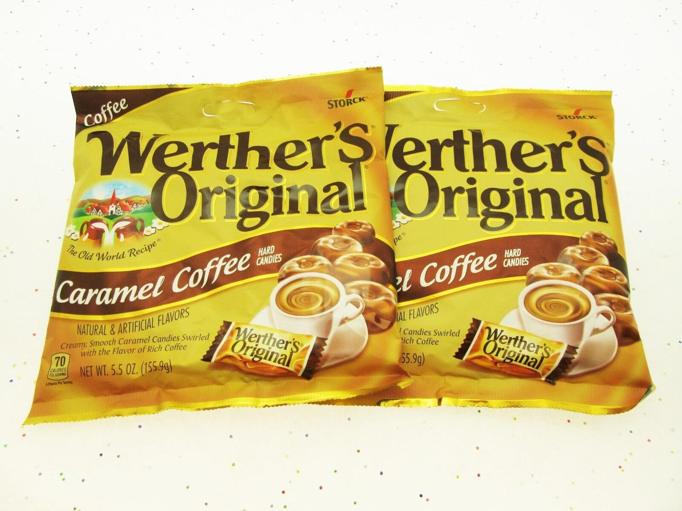 Werther's Original Caramel Coffee 5.5oz Bags Brown Werthers Candies Lot of 2