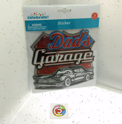 Dad's Garage Car Wall Sticker ~ 7 x 7 inch ~ Peel and Stick ~ Decor