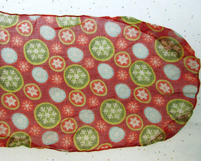 Holiday Scarf ~ Snow Flakes on Red ~ Seasonal ~ Light Weight