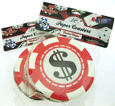 Casino Chips Paper Coasters 50ct