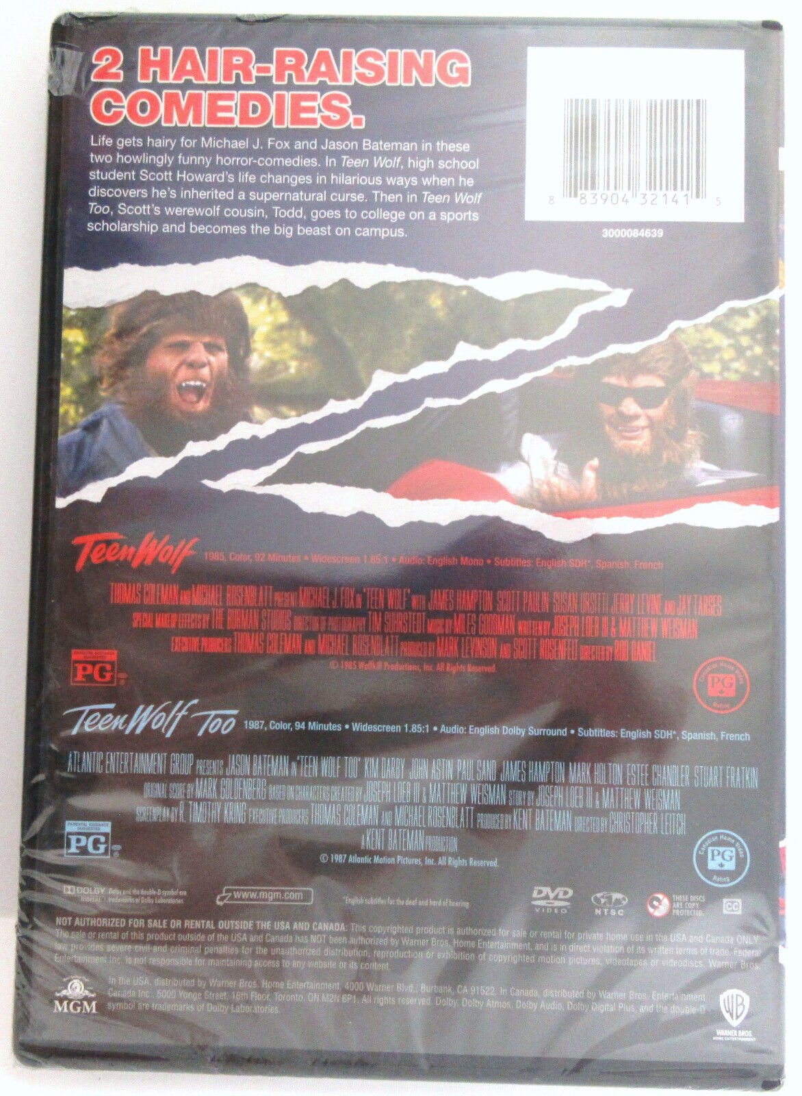 Teen Wolf 1&2 ~ 1985 & 1987 ~ Michael J. Fox / Jason Bateman ~ Movie New DVD