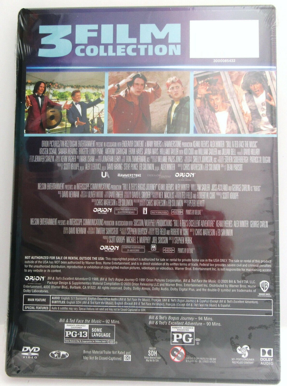 Bill & Teds ~ 3 Film ~ Excellent Adventure, Bogus Journey, Face The Music ~ DVD