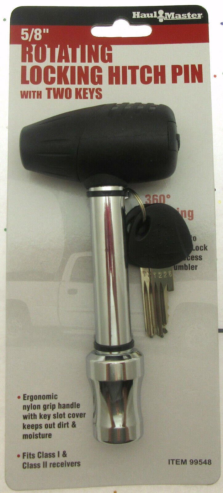 Locking Hitch Pin ~ 5/8 inch Dia. ~ Rotating ~ Class 1 & 2 ~ By Haul Master