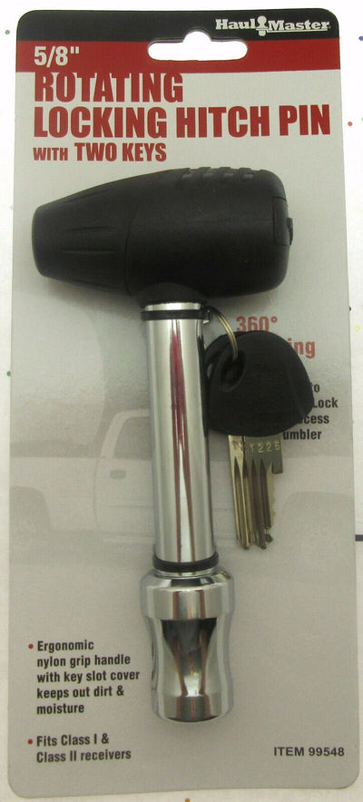 Locking Hitch Pin ~ 5/8 inch Dia. ~ Rotating ~ Class 1 & 2 ~ By Haul Master