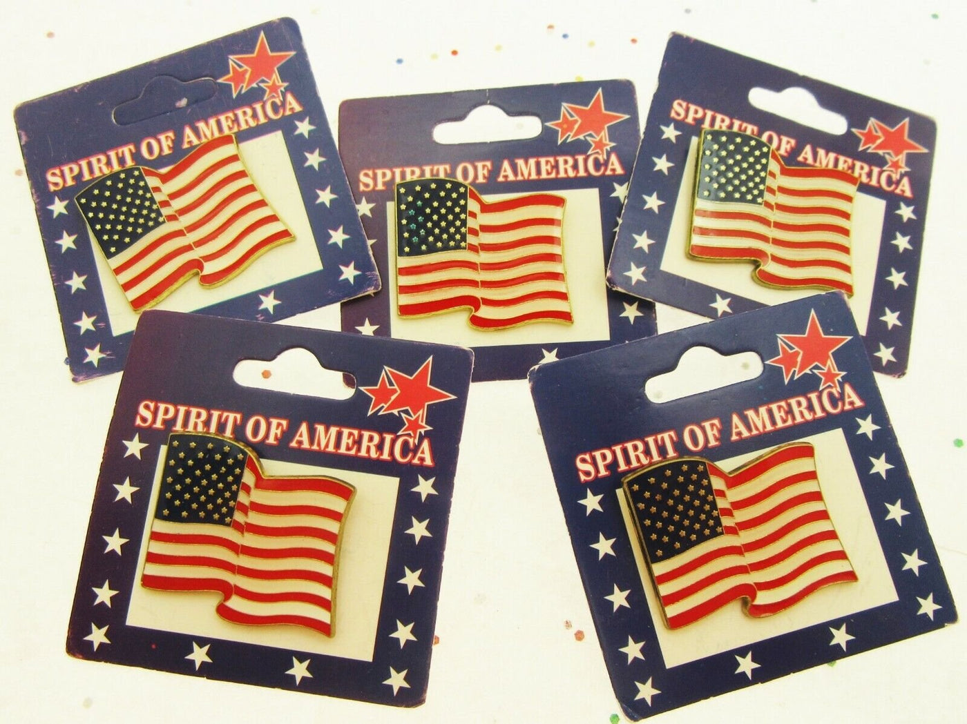 5 Spirit of America Flag Lapel Pins Patriot Holiday Memorial Veterans July 4th