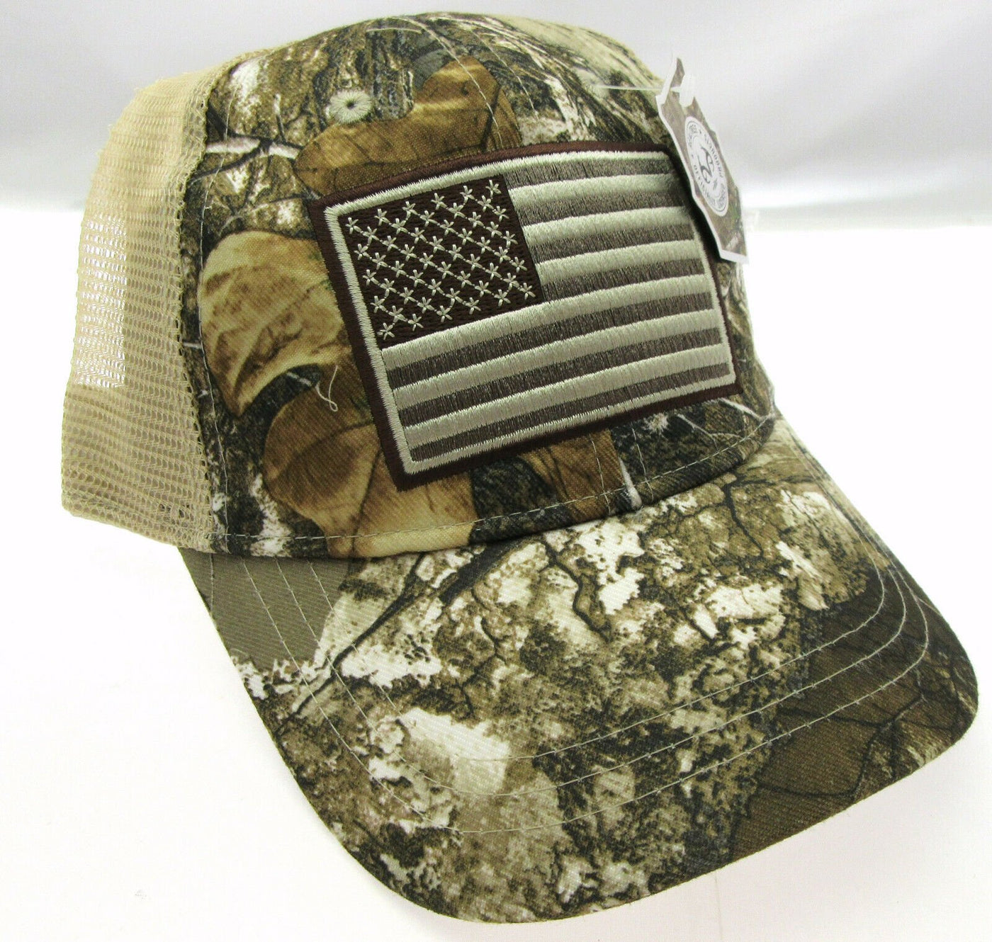 US Flag Cap Headwear Vented Hat ~ Camouflage Head ~ One Size ~ A