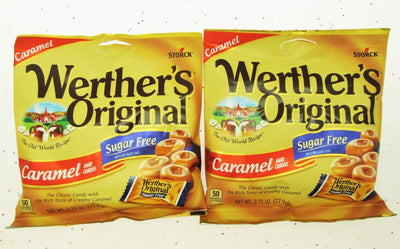 Werther's Sugar Free Caramel Werthers Hard Candy 2.75oz Bag ~ Lot of 2