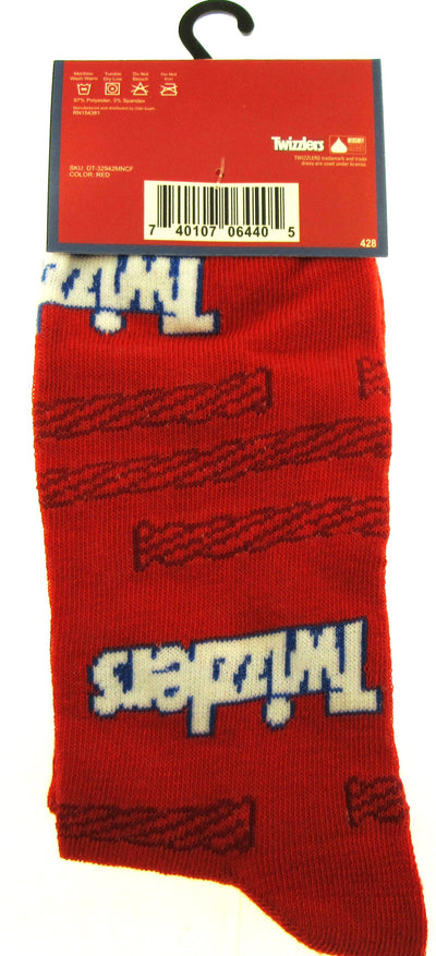 One Pair of Twizzlers Crew Socks for Men Shoe Sizes 6 - 12