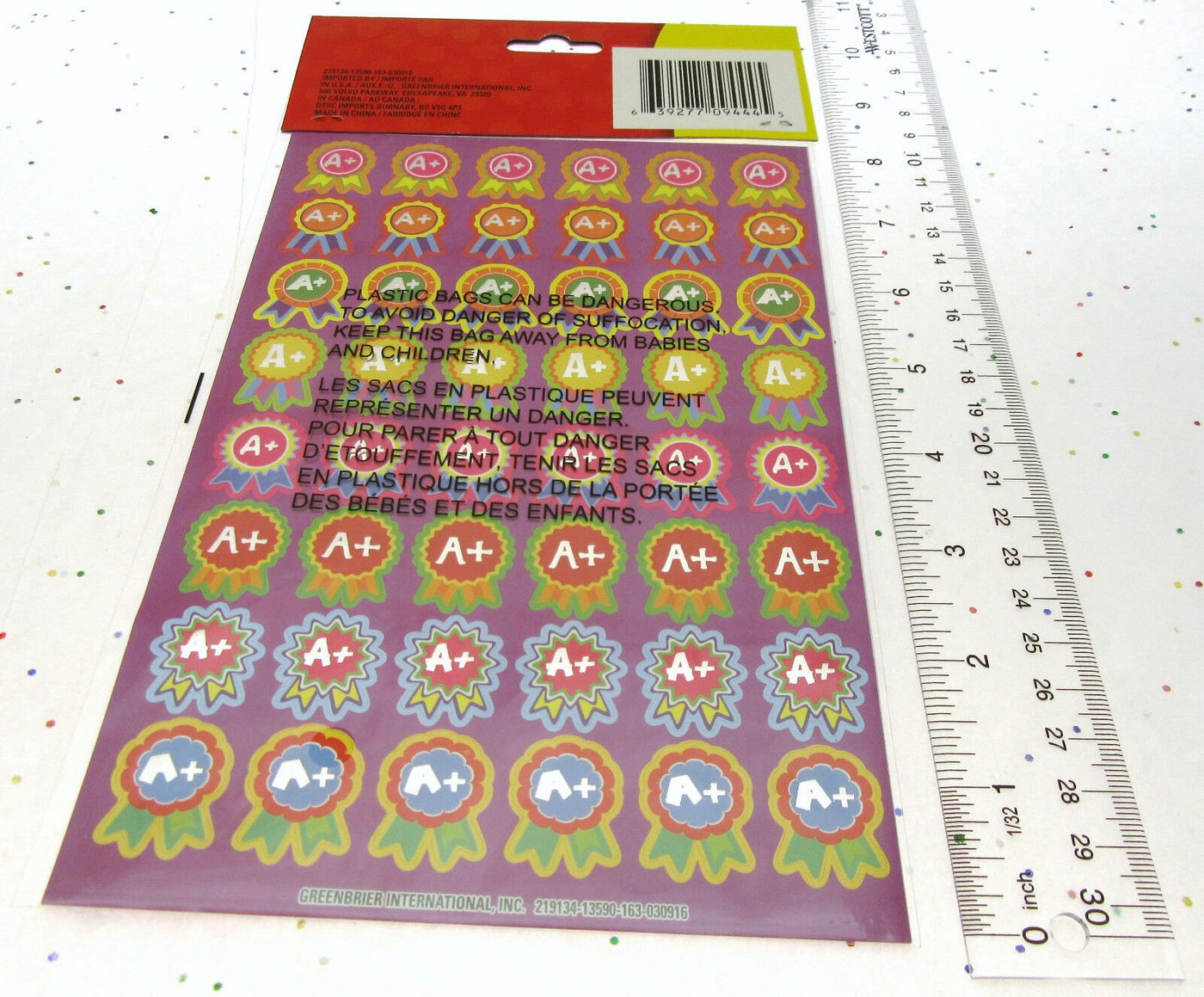 Stickers ~ Fun Positive A+ Ribbon Acknowledgment ~ 96 count ~ Lot of 3