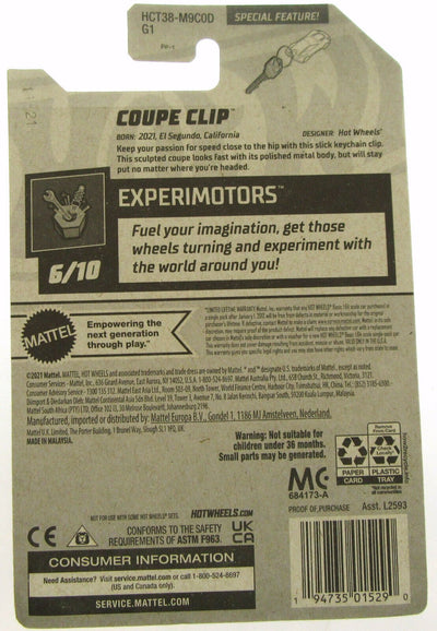 Hot Wheels ~ Coupe Clip ~ Keychain Clip ~ Experimotors ~ 1:64 Scale