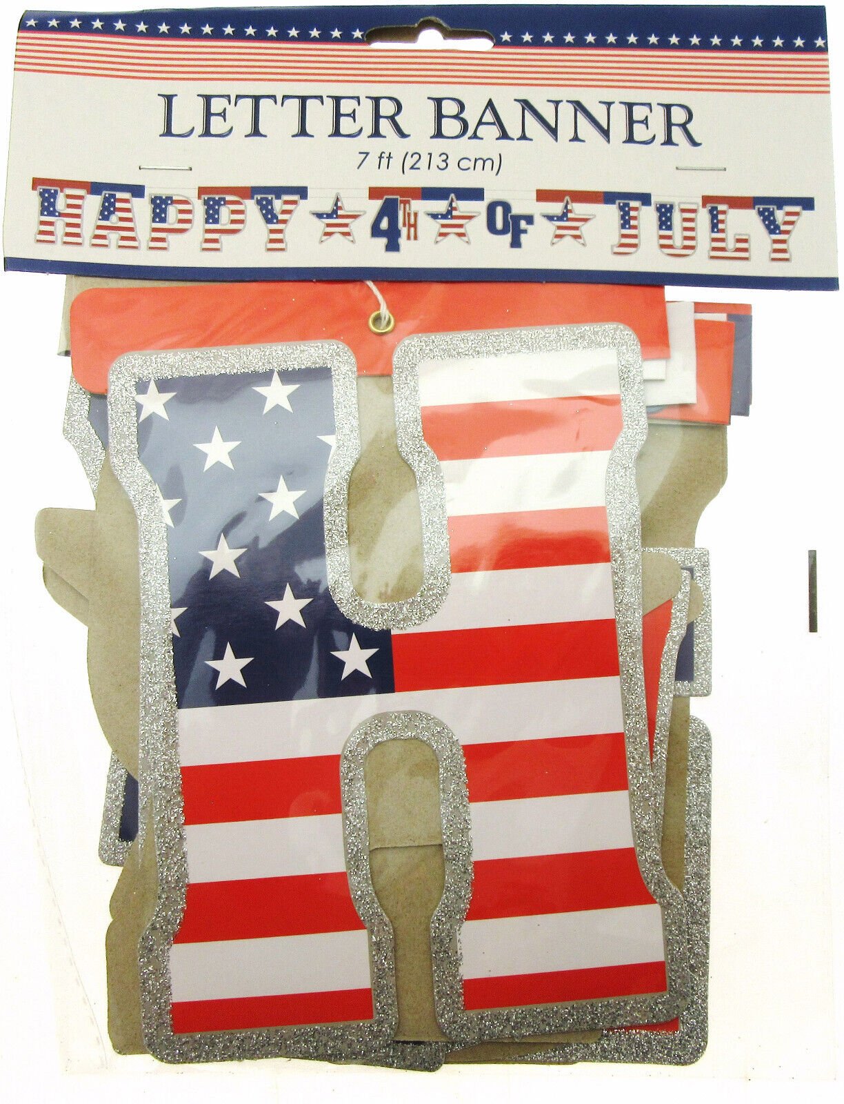 Letter Banner ~ Happy 4th of July ~ 7 Feet Long ~ American Holiday