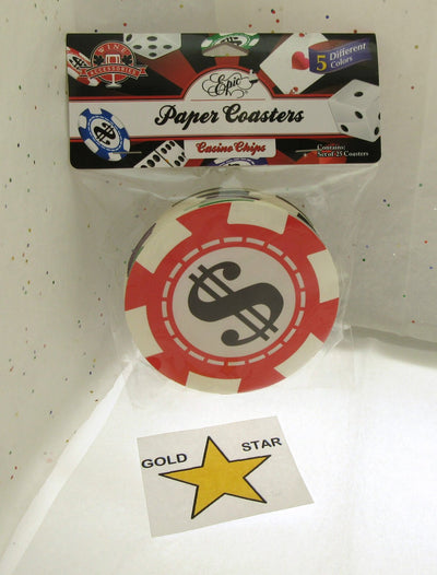 25 Bar Drink Paper Coasters ~ Casino Chip Theme