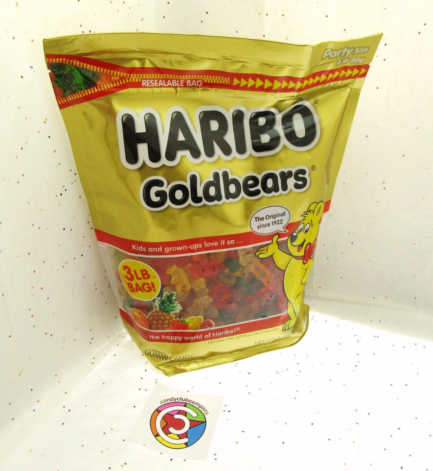 Haribo Gummy Bears Fruit Chewy Candy Gummi ~ Goldbears ~ 3 LB Party Size Bag