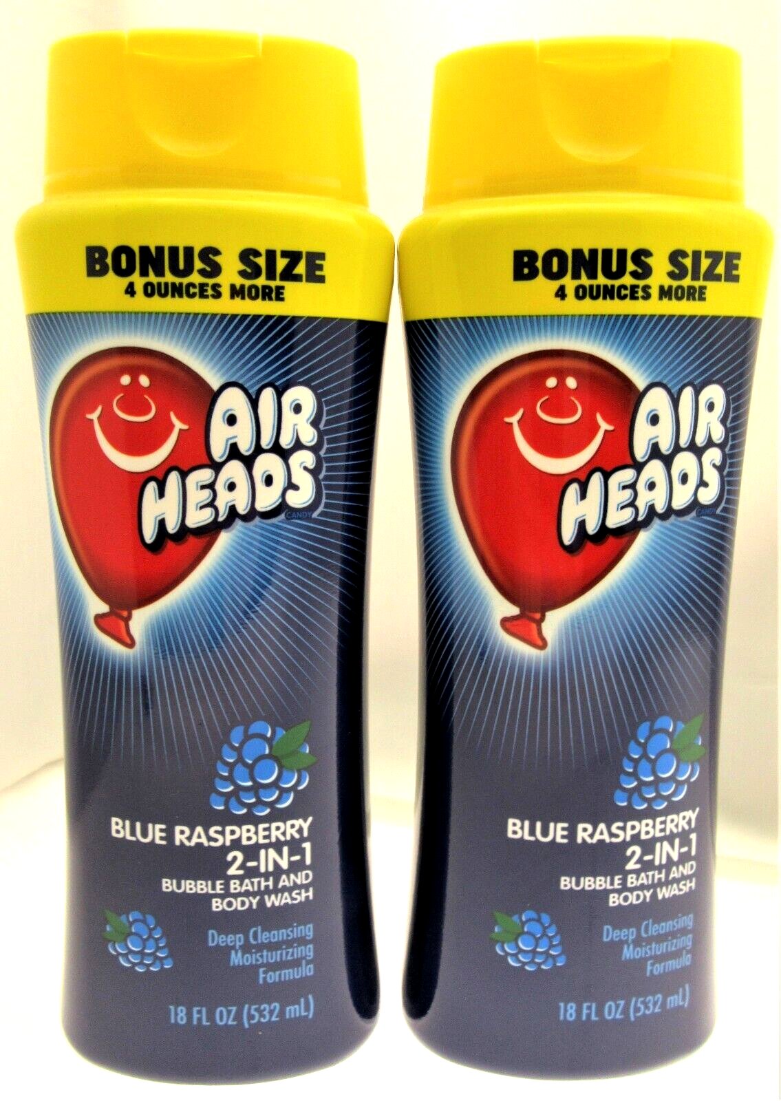 Airheads Blue Raspberry 2-in-1 Bubble Bath & Moisturizing Body Wash Lot of 2