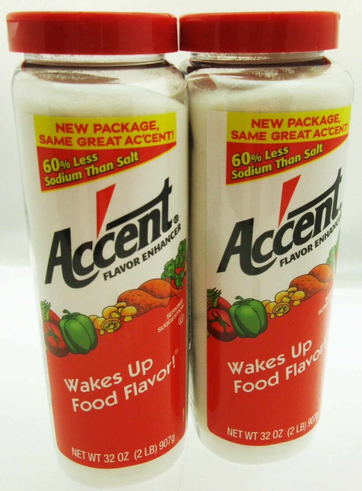 Large 32 oz Accent Flavor Enhancer seasoning kosher meat ~New Package ~ Lot of 2