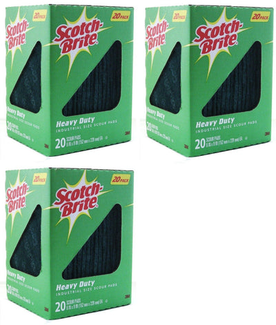 Scotch Brite Heavy Duty Industrial Size Box of 20 Scour Pads 6"x9" ~ Lot of 3