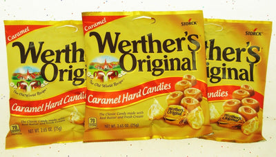 Werther's Original Hard Caramels 2.65oz Bag Red Label Werthers Candies  Lot of 3