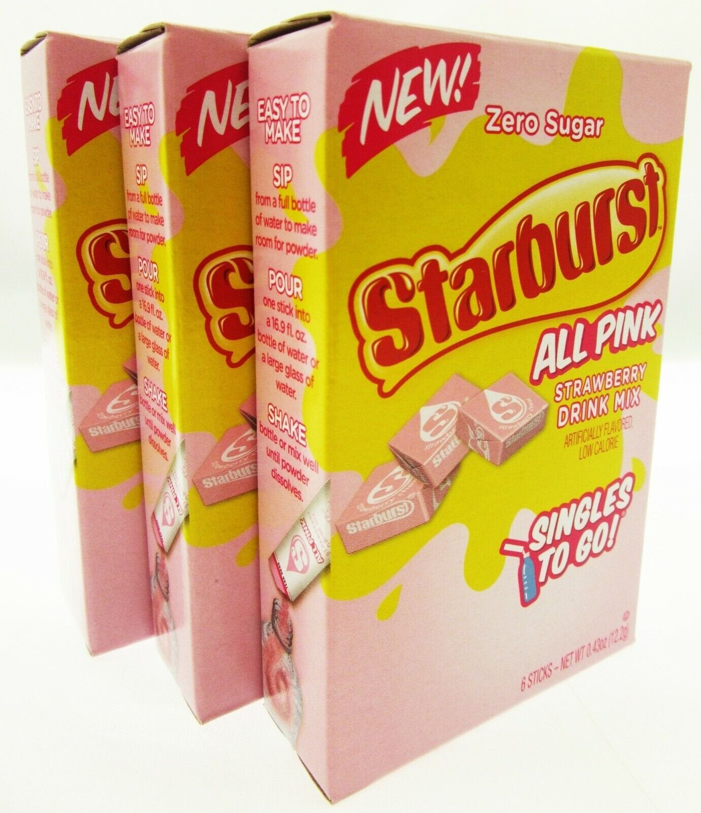 NEW! Starburst All Pink ~ Packets ~ Zero Sugar Free ~ Drink Mix ~ 3 Boxes