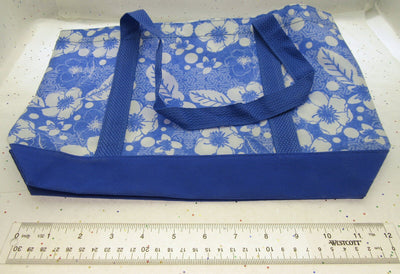 Floral Tote Bag ~ Reusable Eco Bags Grocery Beach ~ Blue