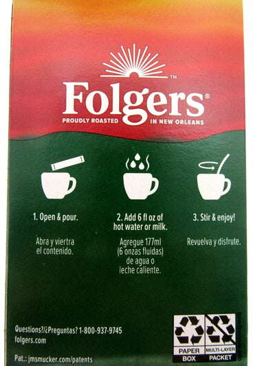Folgers Instant Coffee ~ 6 Single Packets ~ Classic DECAF ~ Lot of 3