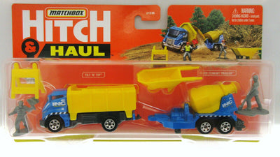 Hitch & Haul Matchbox ~ Dump Truck / MBX Cement Mixer ~  Yellow ~ 1:64 scale